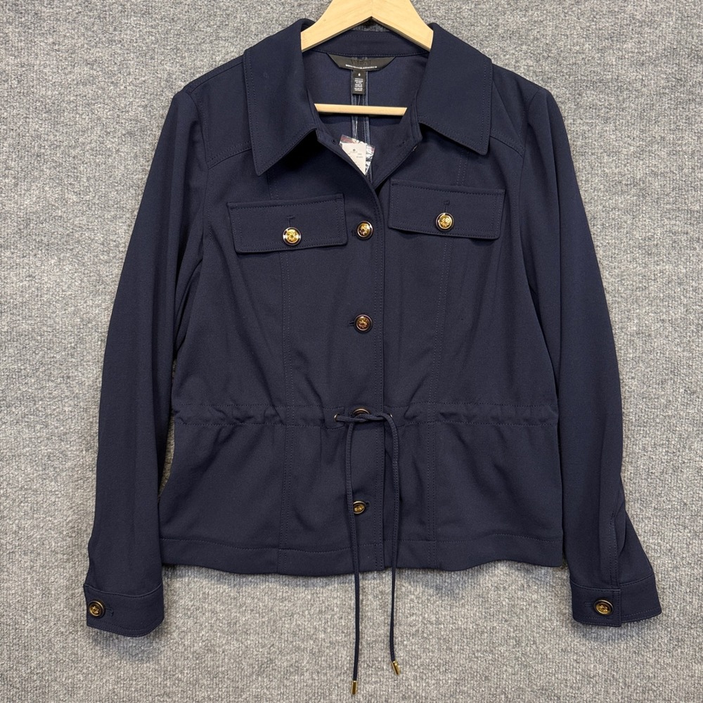 White House Black Market Size 8 Stretch Shaket Officer Blue Drawstring Nautical